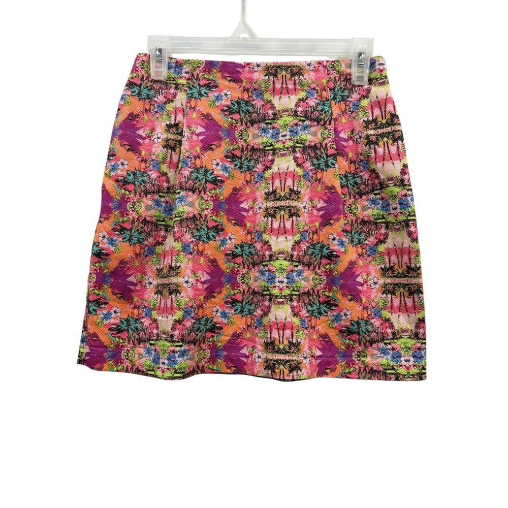 Victoria Secret Tropical Print Mini Skirt Neon‎ Floral Resort Y2K Bodycon Bold 0